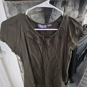 Laura Scott Green Short Sleeve Relaxed Blouse